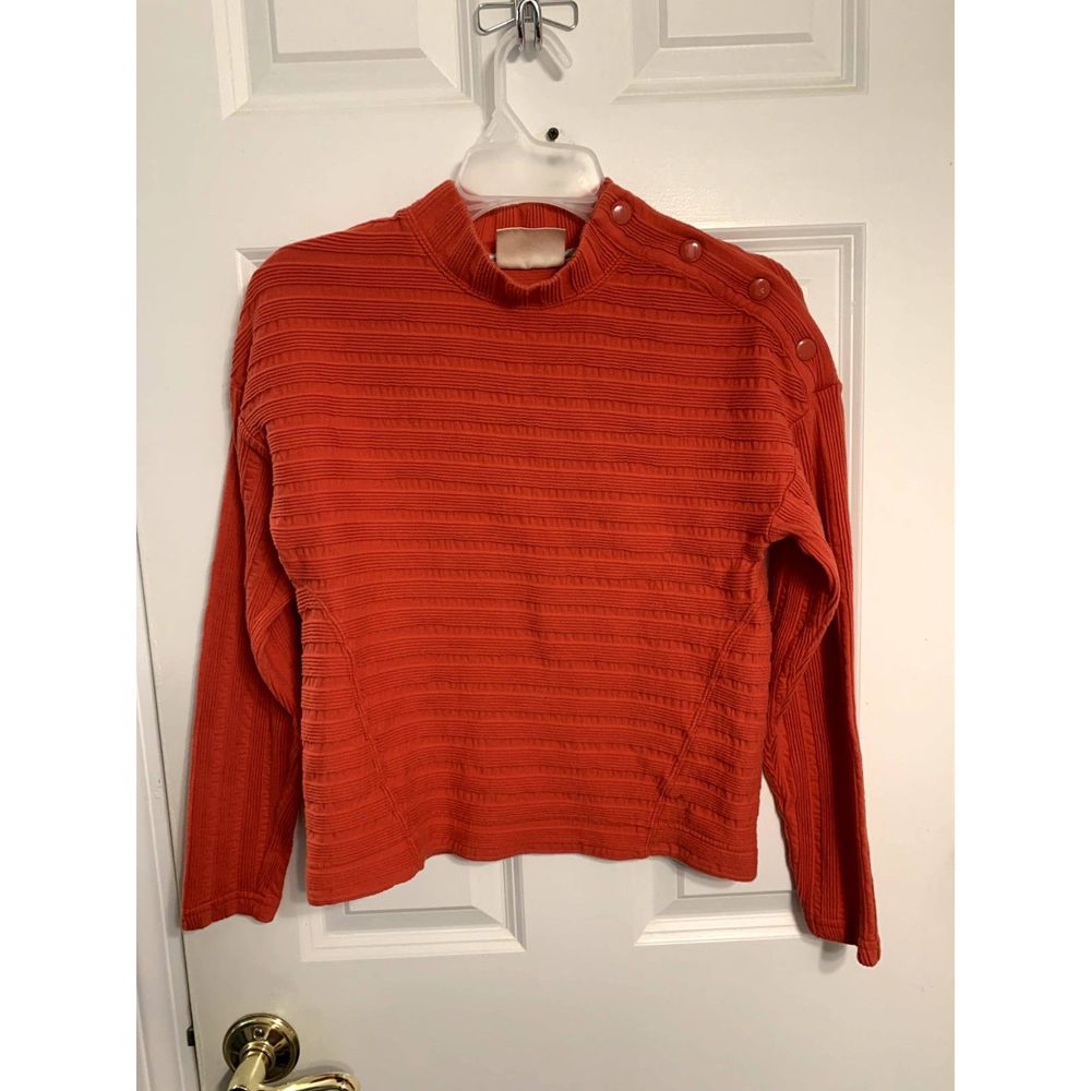 Maeve by Anthropologie Wren Snap Mock Neck Red Sweater Size Small
